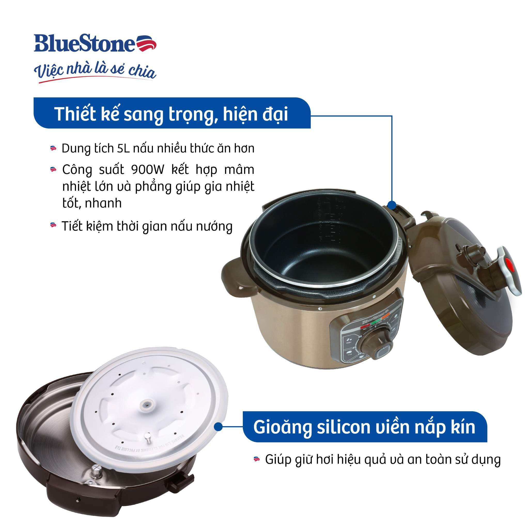 Nồi áp suất điện đa năng 5 lít Bluestone PCB 5629